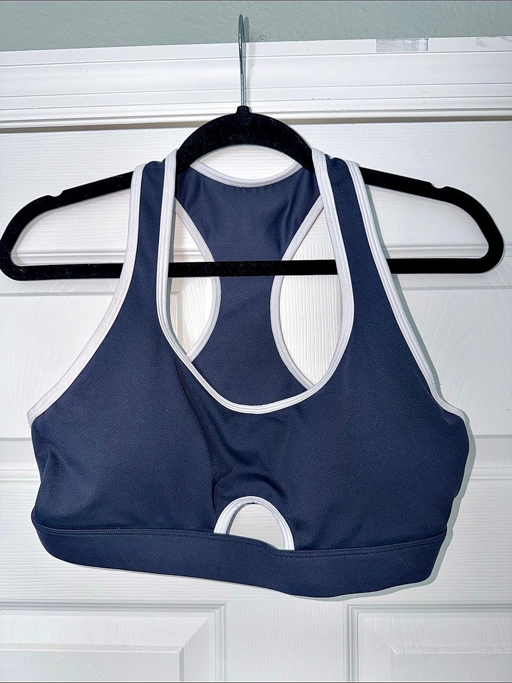 lilybod Color Block Sports Bra Set in Blue & White Large